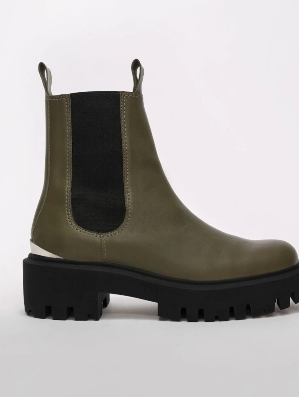 MAJE Olive Green Chelsea Lug Boot Slip-On Ankle Boot Sz 39/ US 8.5